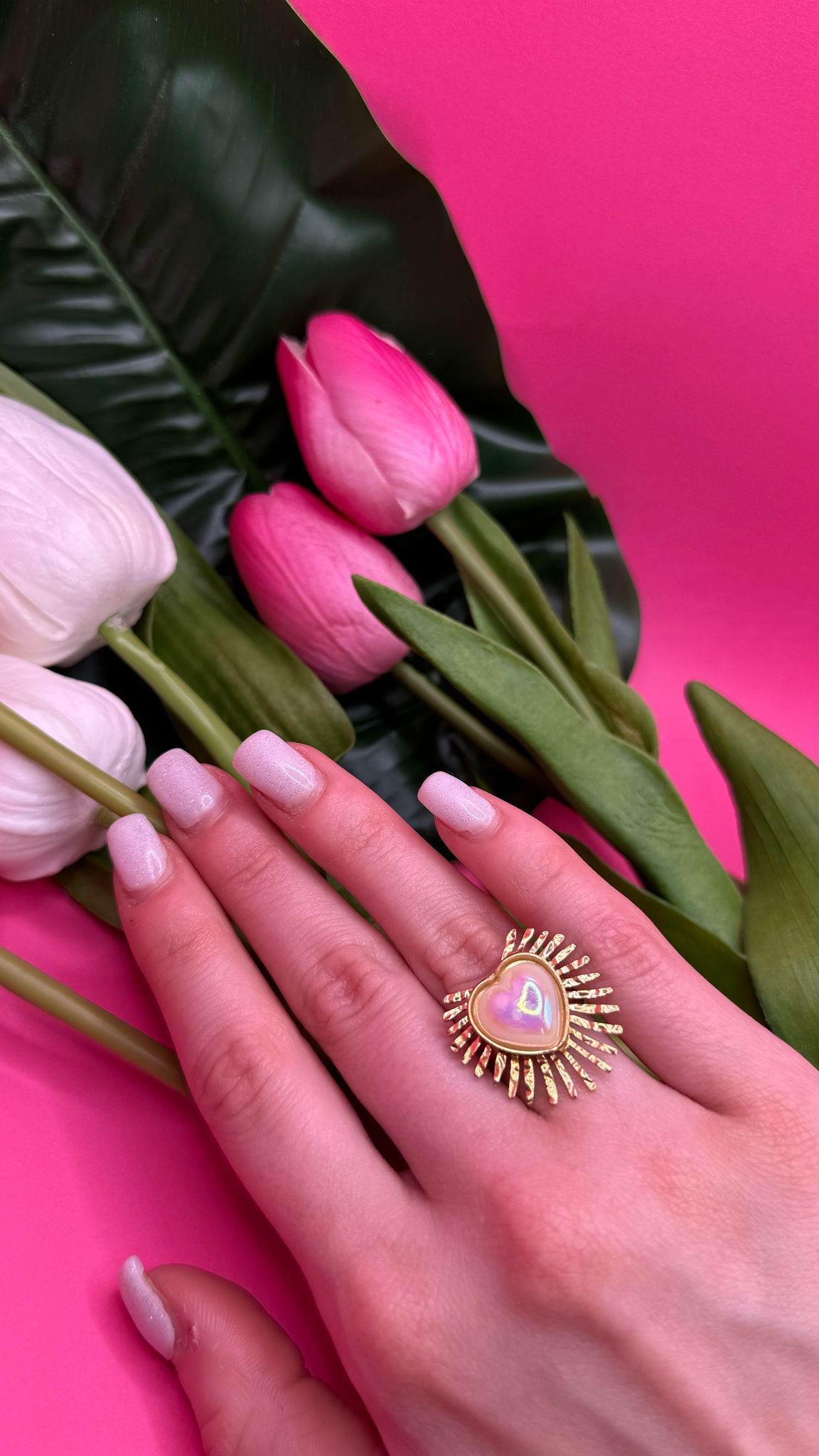 Anello cuore perlato