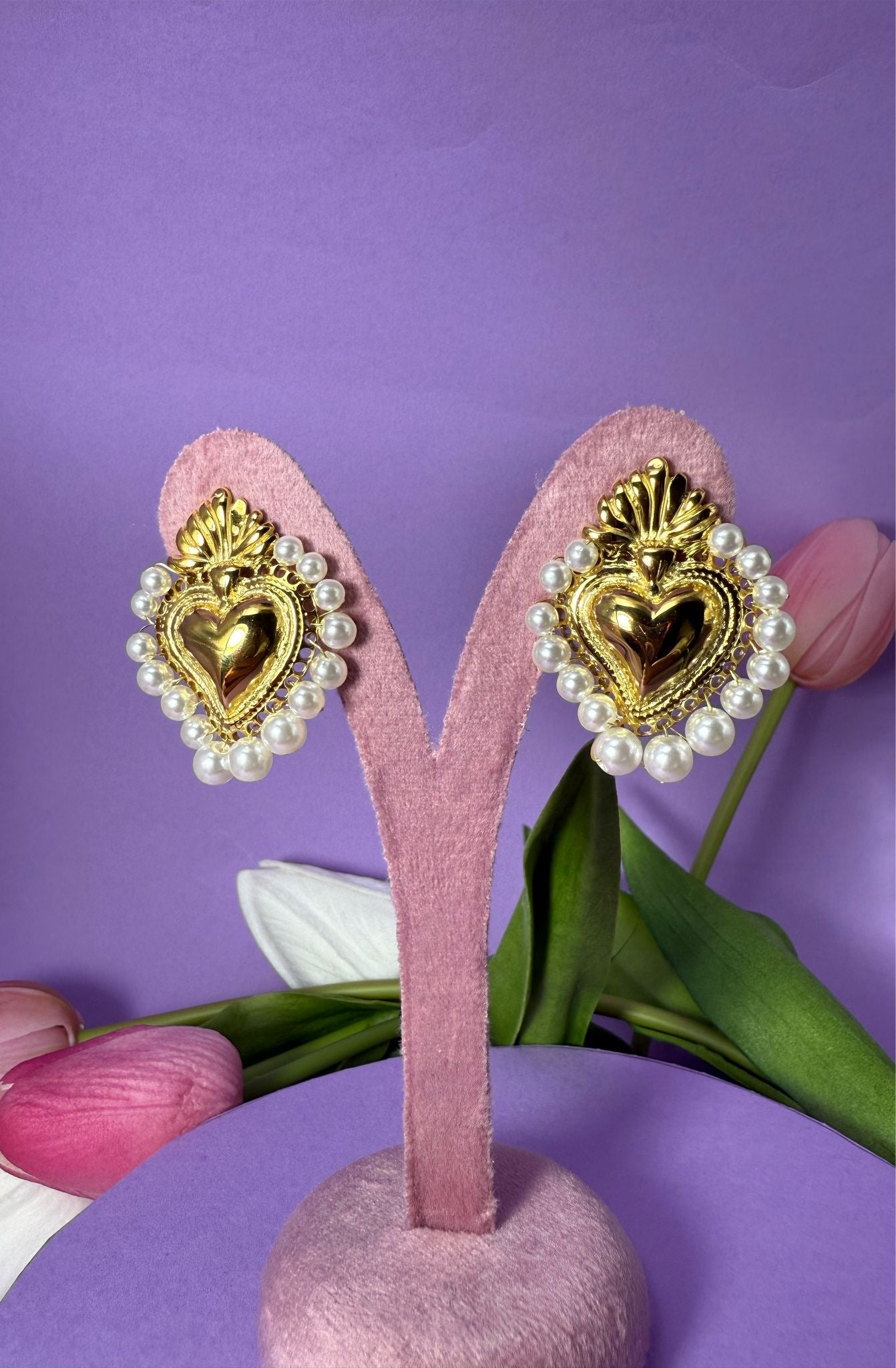 Orecchini Cuore Sacro Perla