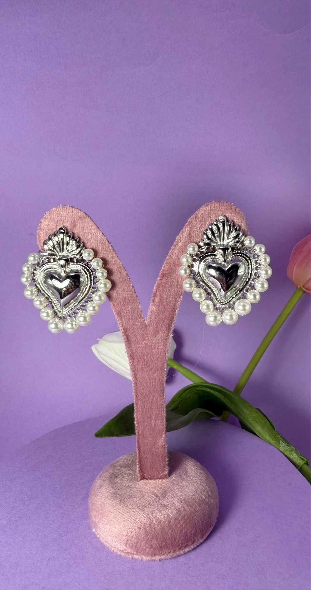 Orecchini Cuore Sacro Perla