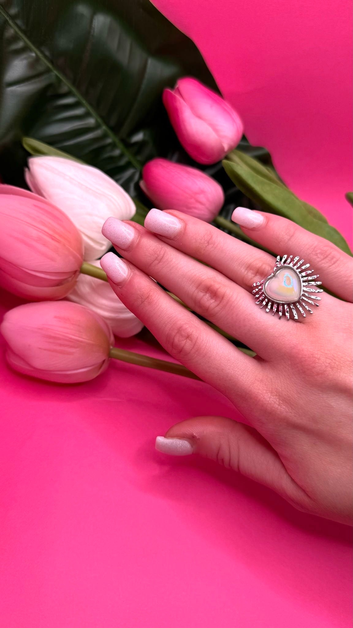 Anello cuore perlato